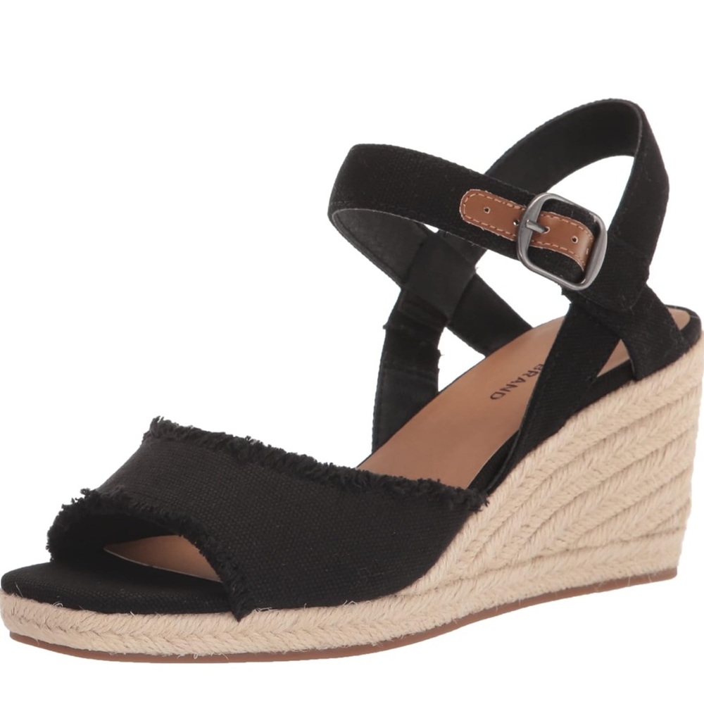 Lucky Brand Womens Mindra Espadrille Wedge Sandal - size 6 - black